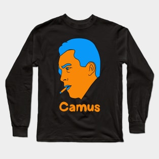 Albert Camus - French Philosophy Existentialist - Orange Edition Long Sleeve T-Shirt